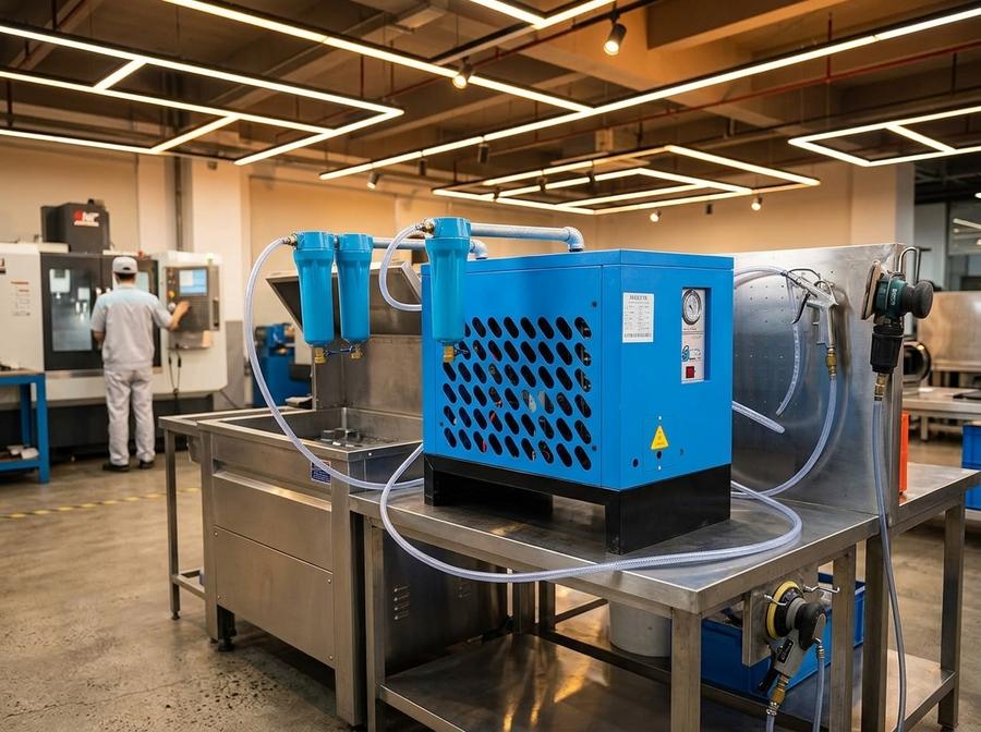 EQCOTWEA refrigerated air dryer in workshop